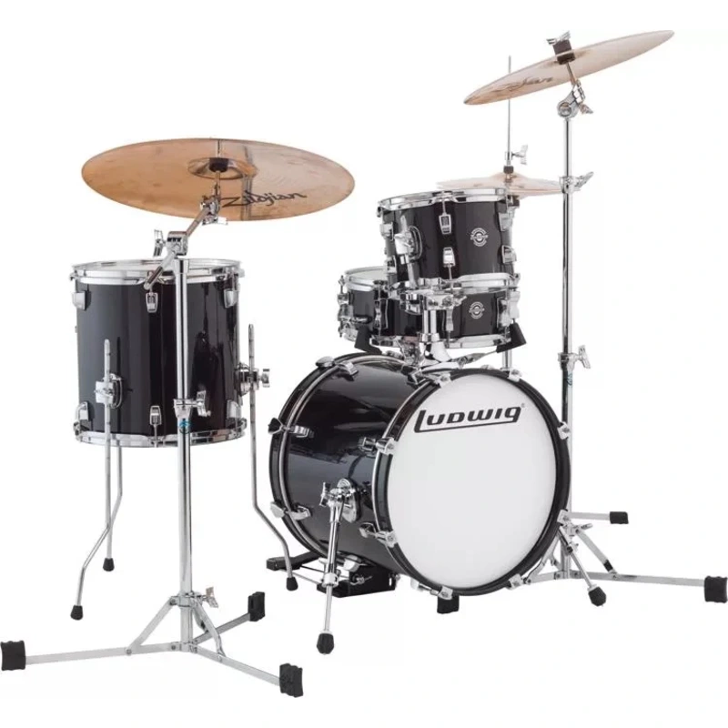 Ludwig Breakbeats By Questlove 4-piece Shell Pack with Snare Drum - Black Gold Sparkle