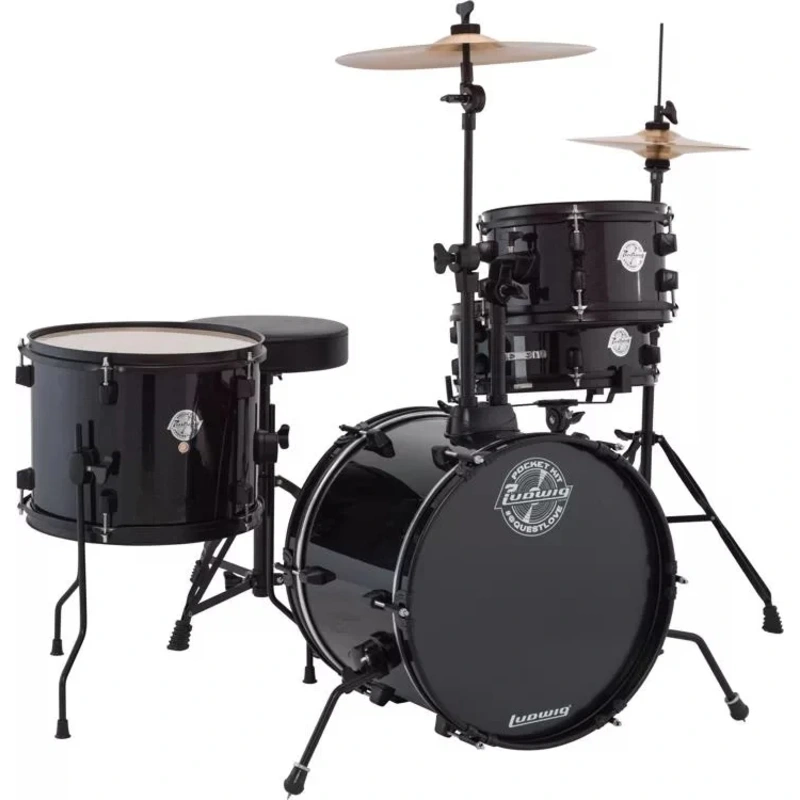 Ludwig Questlove Pocket 4-Piece Acoustic Complete Drum Kit - Black Sparkle