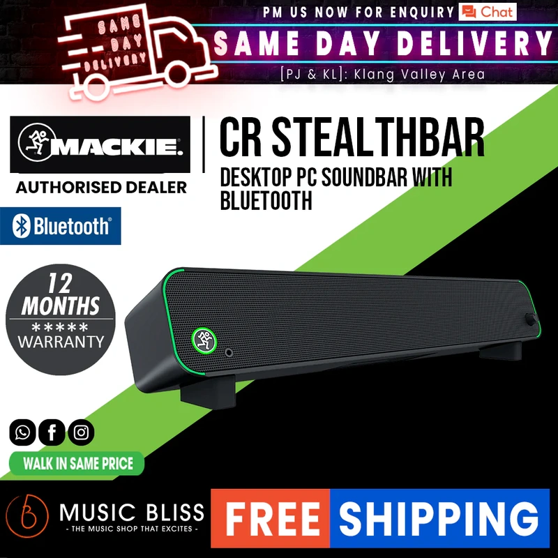 Mackie CR StealthBar Desktop PC Soundbar with Bluetooth