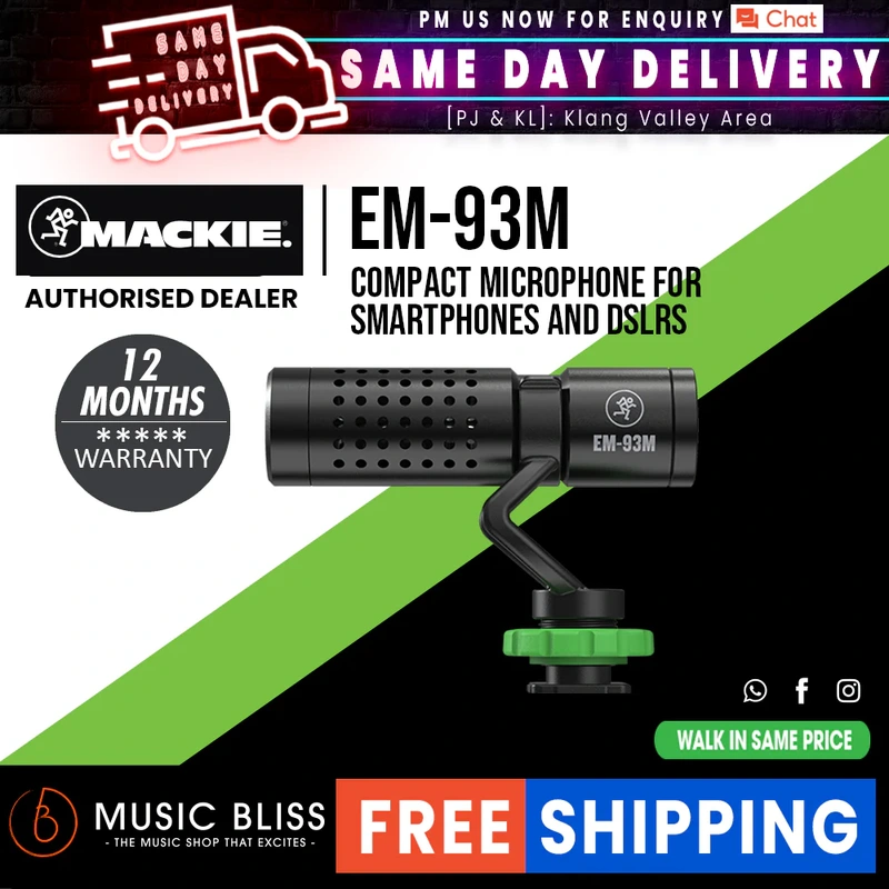 Mackie EM-93M Ultra-compact Shotgun Condenser Microphone for Smartphones and DSLR Cameras