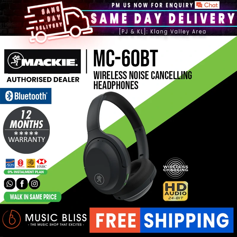 Mackie MC-60BT Wireless Noise-canceling Headphones with Bluetooth