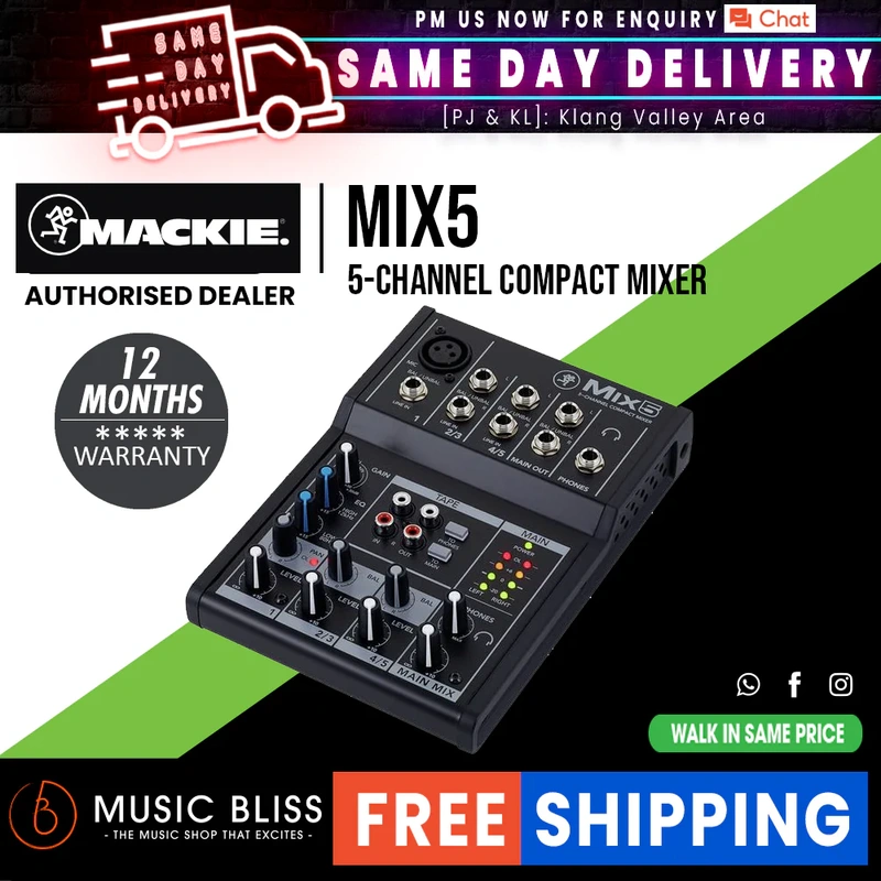 Mackie Mix5 Mixer 5-input Desktop Mixer
