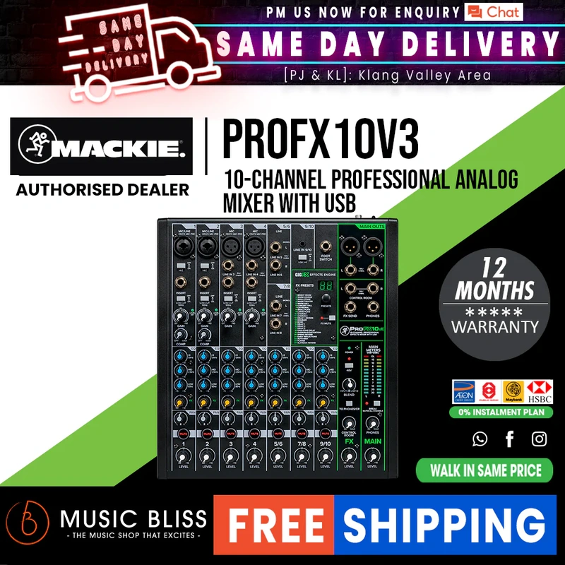 Mackie ProFX10v3 10-channel Mixer with USB and Effects