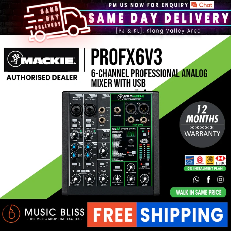 Mackie ProFX6v3 6-channel Mixer with USB and Effects
