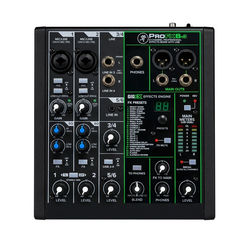 Mackie ProFX6v3 6-Channel Professional Effects Mixer with USB
