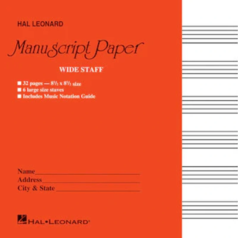 Manuscript Paper: Wide Staff 32-Page Stitched Book