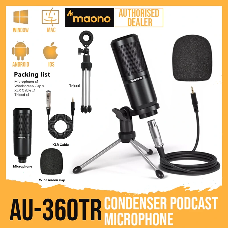 MAONO AU-360TR Condenser Podcast Microphone