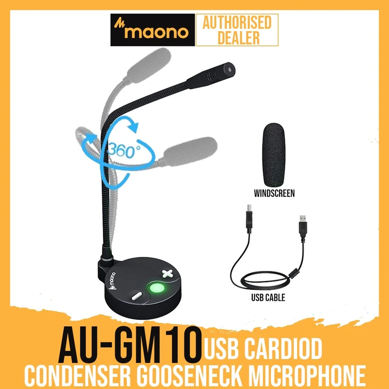 MAONO AU-GM10 USB Cardiod Condenser Gooseneck Microphone