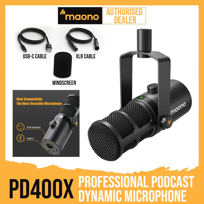 MAONO PD400X Professional Podcast Dynamic Microphone USB/XLR Dual Mode for PC/Phone/Podcasting/Recording