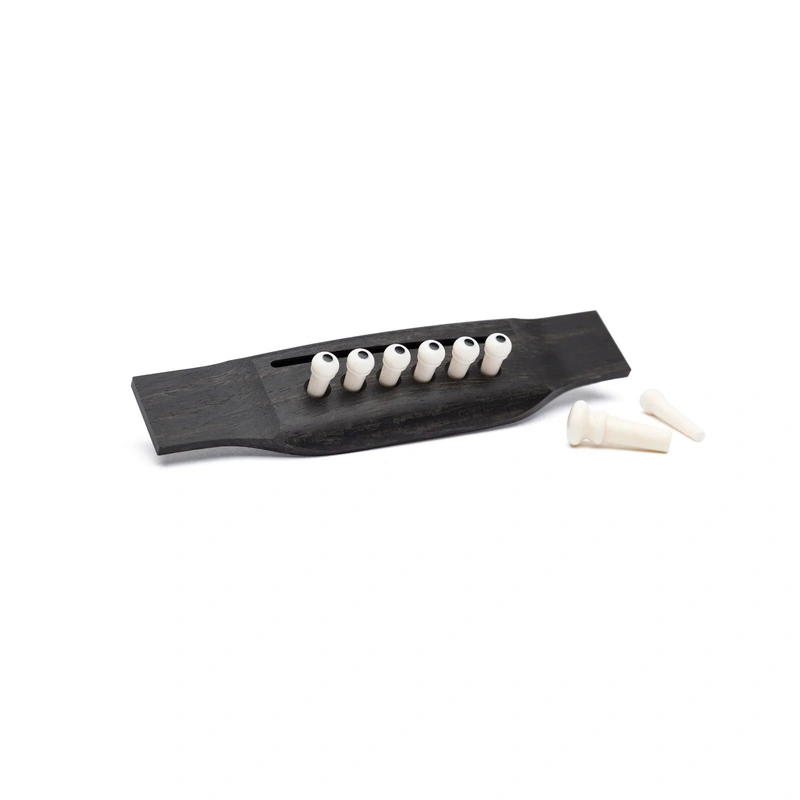 Martin Authentic Series Bridge Pin Set, Unslotted, White with Black Dot