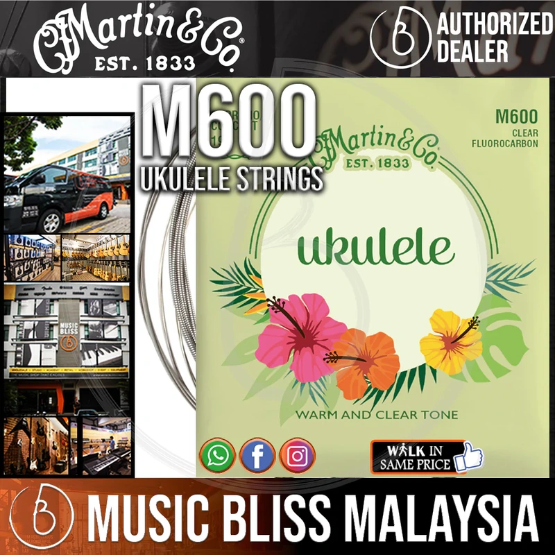 Martin M600 Clear Fluorocarbon Soprano/Concert Ukulele Strings