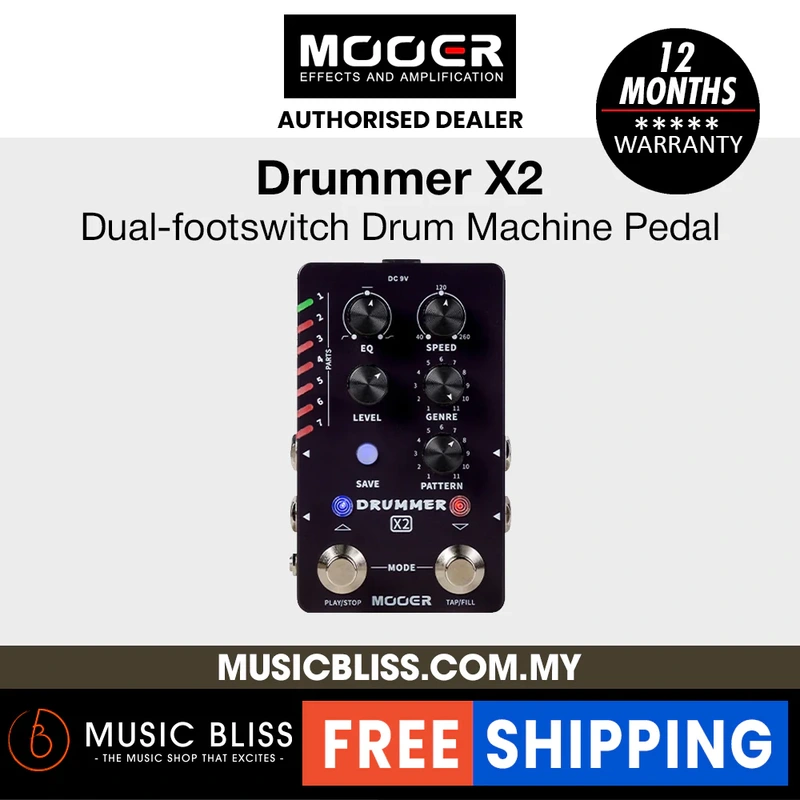Mooer Drummer X2 Stereo Drum Machine Pedal