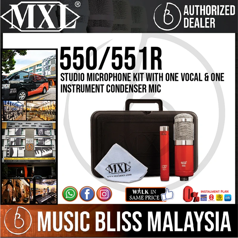 MXL 550/551R Studio Microphone Kit with One Vocal & One Instrument Condenser Mic