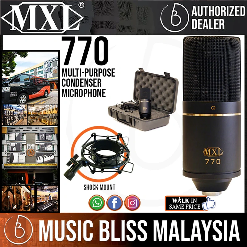 MXL 770 Multi-purpose Condenser Microphone with Shockmount and Carrying Case