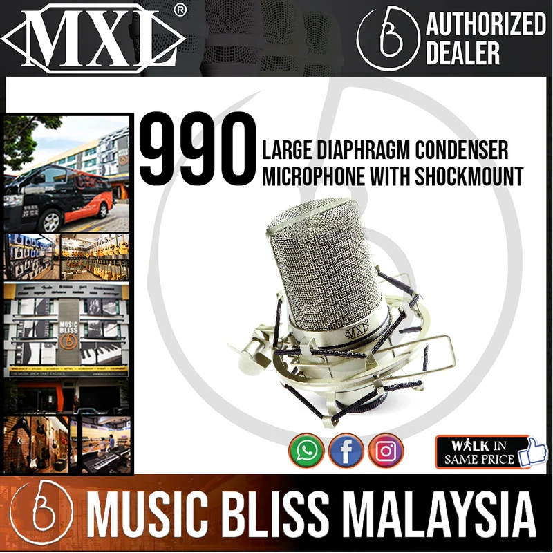 MXL 990 Large Diaphragm Condenser Microphone with Shockmount