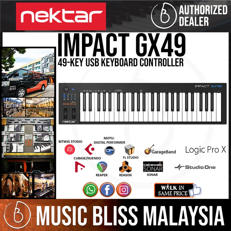 Nektar Impact GX49 49 Key Full Sized Synth Velocity Sensitive Keyboard Controller
