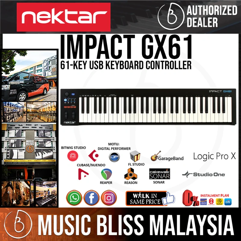 Nektar Impact GX61 61 Key Full Sized Synth Velocity Sensitive Keyboard Controller