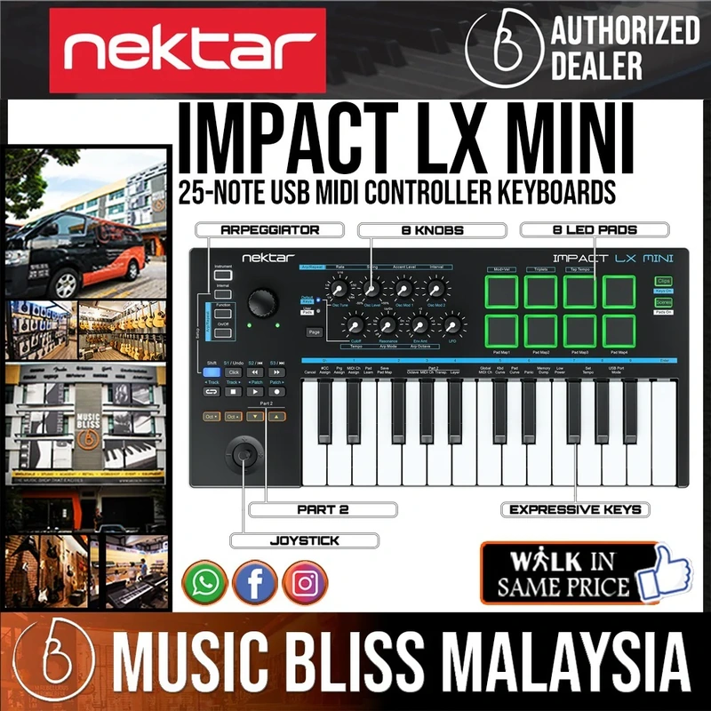 Nektar Impact LX Mini 25-Note USB MIDI Controller Keyboard
