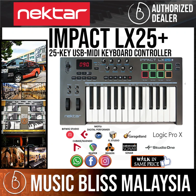 Nektar Impact LX25+ 25 Key Synth Action Keys Keyboard Controller