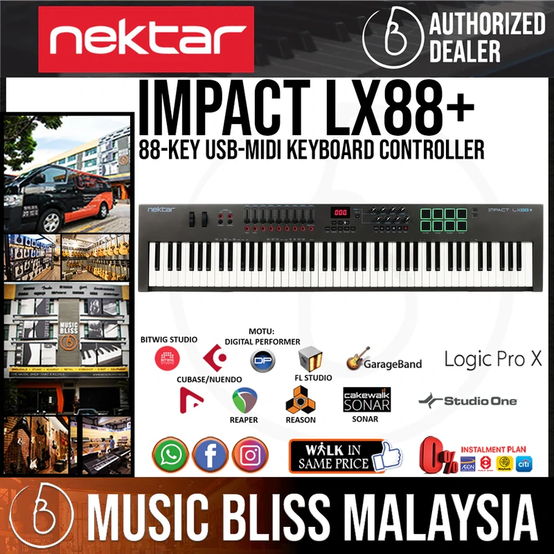 Nektar Impact LX88+ 88 Key Velocity Sensitive Semi Weighted Keyboard Controller