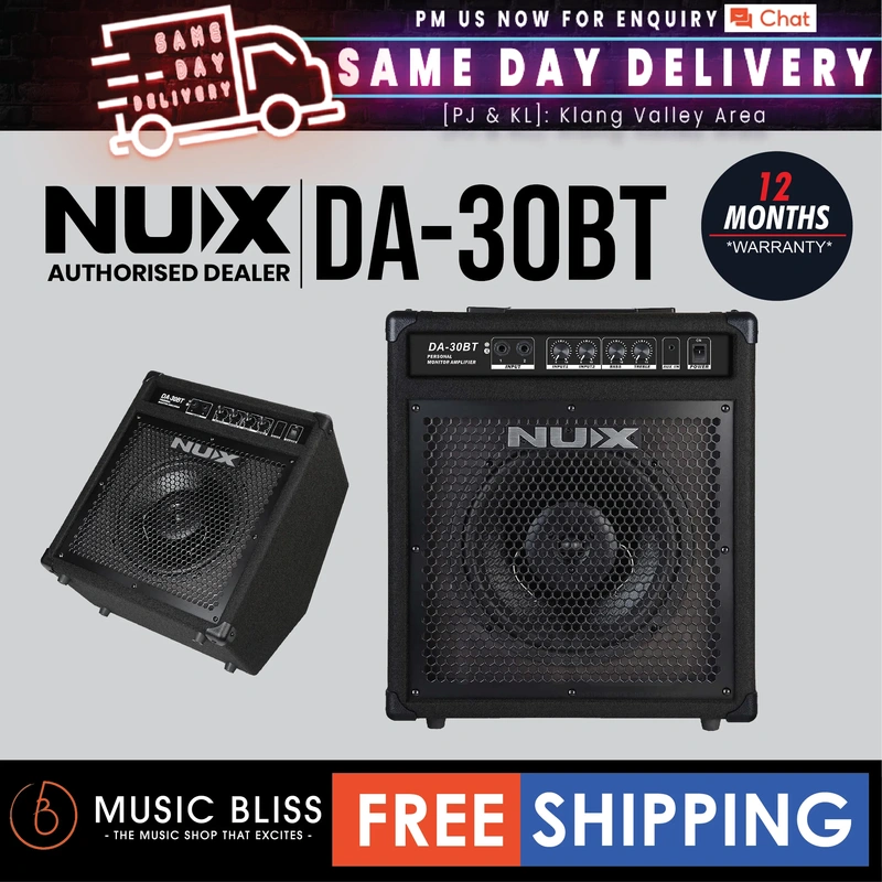 NUX DA-30BT Bluetooth Personal Monitor Amplifier Drum Bass Keyboard Amp