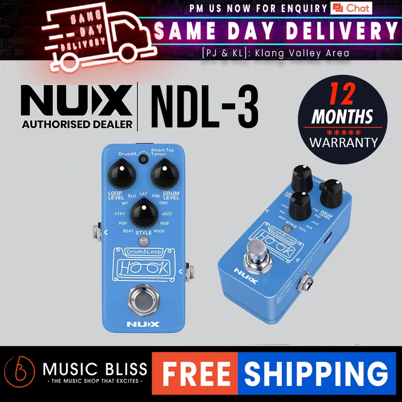 NUX HOOK NDL-3 Drum & Loop Mini Looper Electric Guitar Pedal