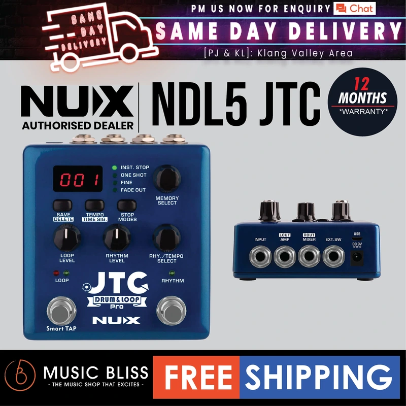 NUX NDL5 JTC Drum and Loop Pro - Dual Switch Looper Pedal