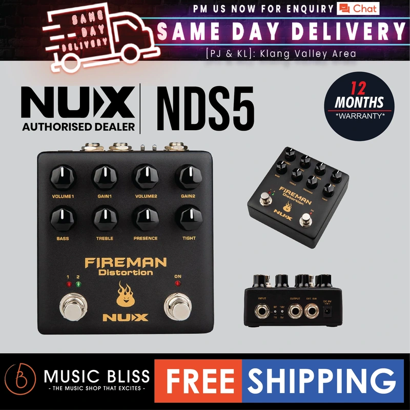 NUX NDS5 Fireman Dual Channel Distortion Guitar Effects Pedal