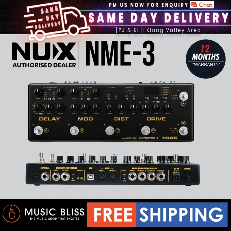 NUX NME-3 Cerberus Integrated Multi Function Guitar Effects and Controller Footswtich Pedal