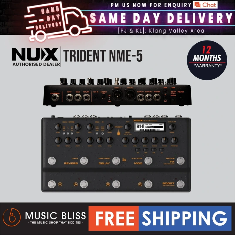 NUX Trident NME-5 Multi Effect Processor Guitar Pedal With Amp Modeler With IR Loader