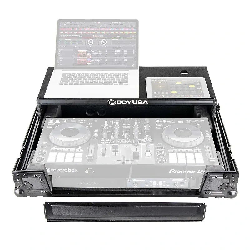 ODYSSEY FZGSPIXDJRR1BL Pioneer XDJ-RR Bottom 1U Rack Space Flight Case with Glide Platform