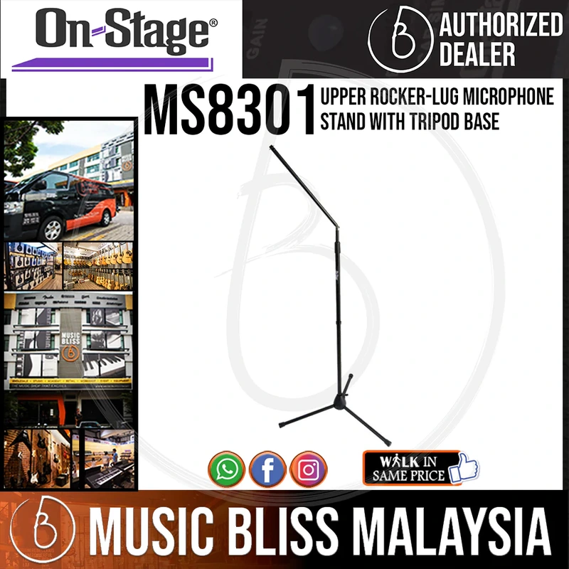 On-Stage MS8301 Upper Rocker-Lug Microphone Stand with Tripod Base
