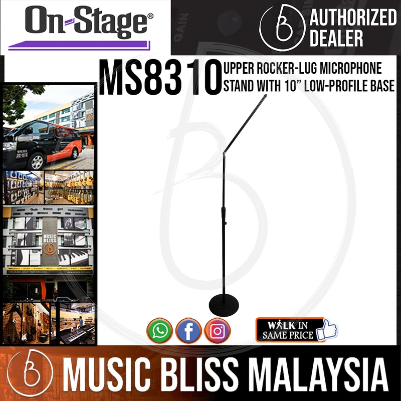 On-Stage MS8310 Upper Rocker-Lug Microphone Stand with 10 Low-Profile Base