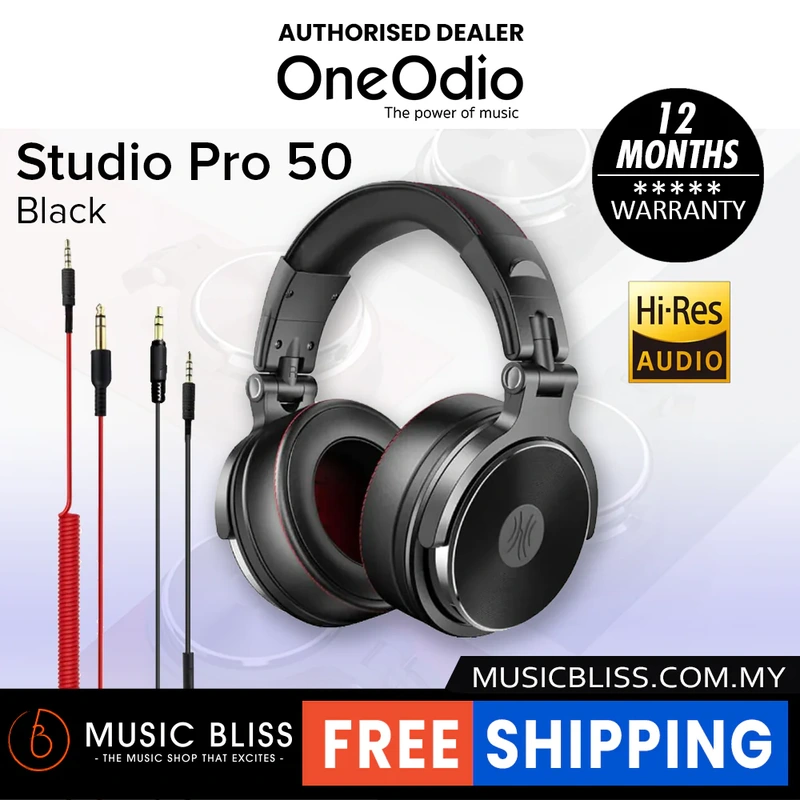 OneOdio Pro 50 Adapter-Free Over Ear Headphones for Studio Monitoring and Mixing, Sound Isolation, 90 Rotatable Housing with Top Protein Leather Earcups, 50mm Driver Unit, Wired Headsets with Mic