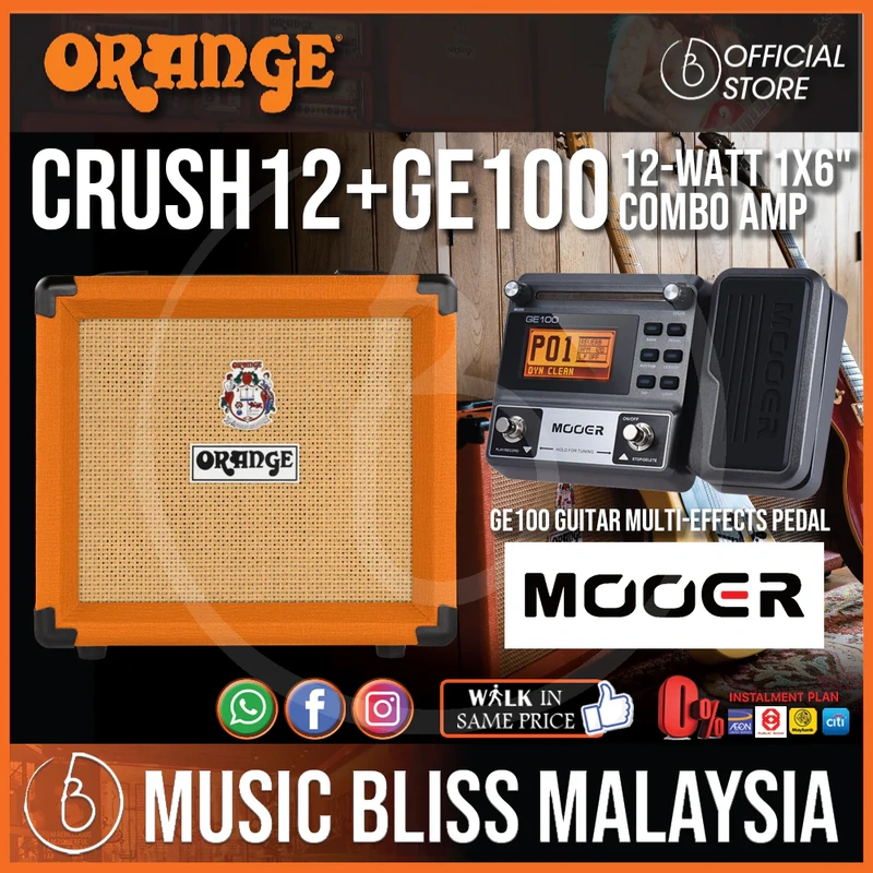 Orange Crush 12 12-watt 1x6" Combo Amp with Mooer GE100 Guitar Multi-Effects Pedal Package
