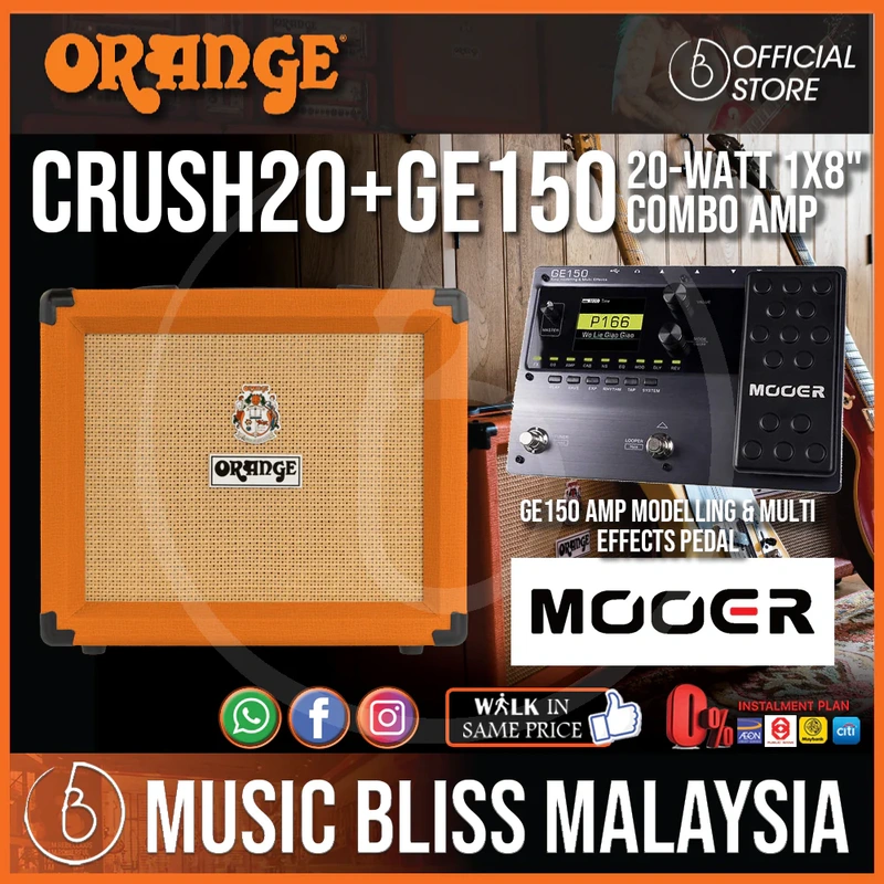 Orange Crush 20 20-watt 1x8" Combo Amp with Mooer GE150 Amp Modelling & Multi Effects Pedal Package