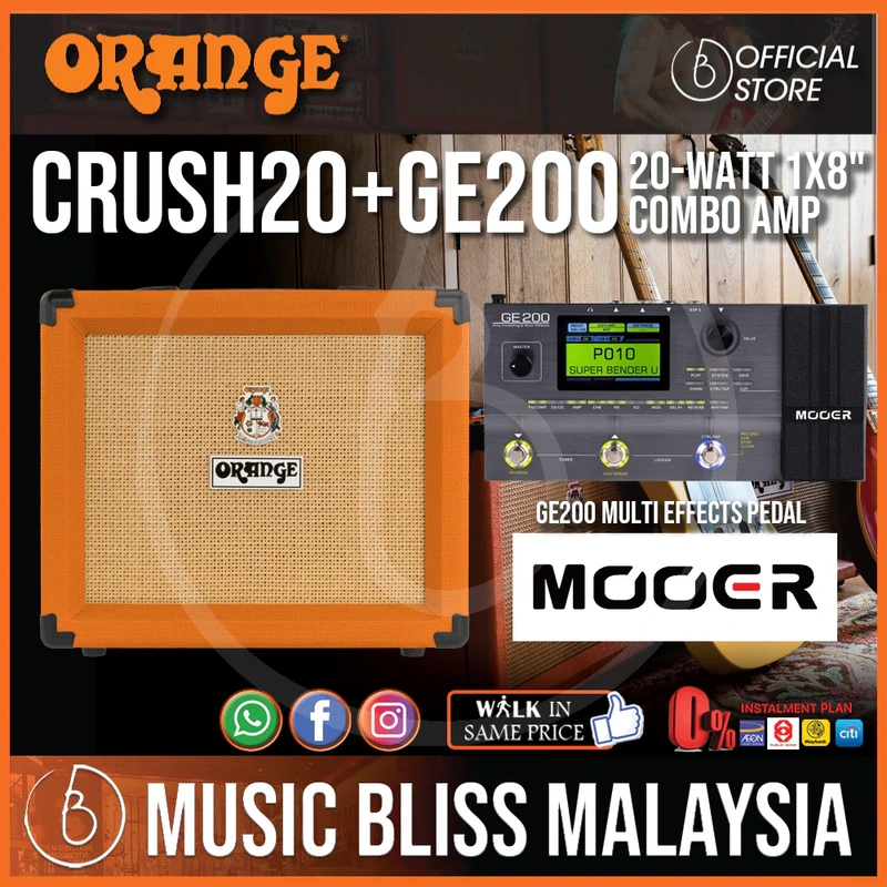 Orange Crush 20 20-watt 1x8" Combo Amp with Mooer GE200 Multi Effects Pedal Package