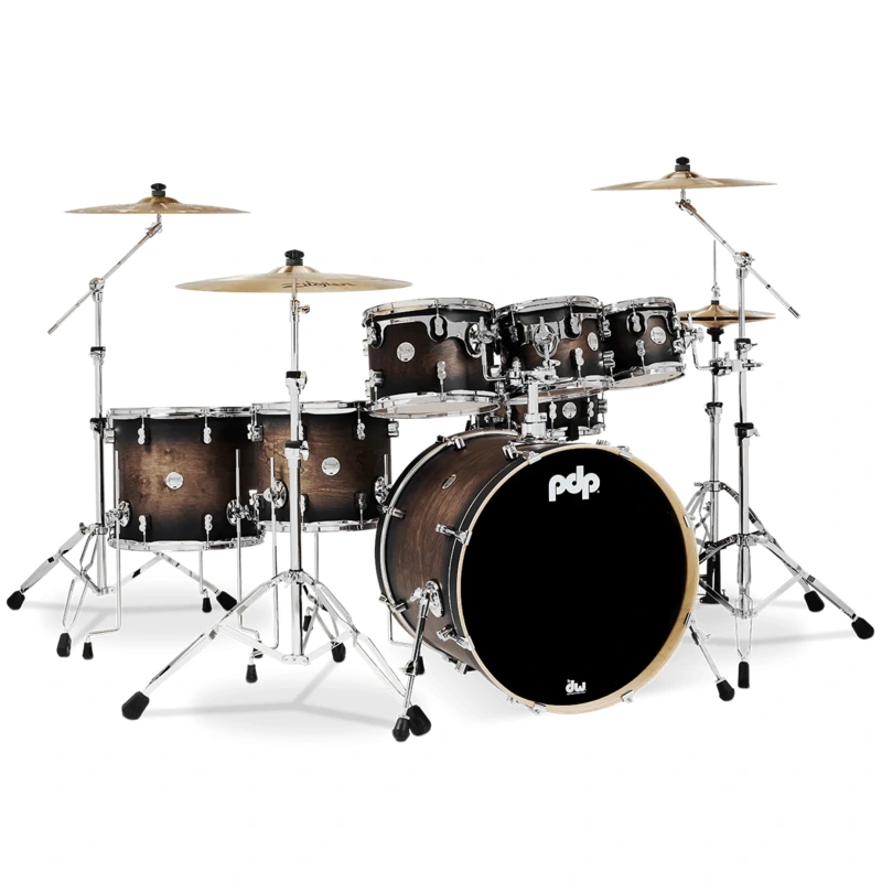 PDP Concept Maple 7 Piece Shell Pack - Satin Charcoal Burst Lacquer
