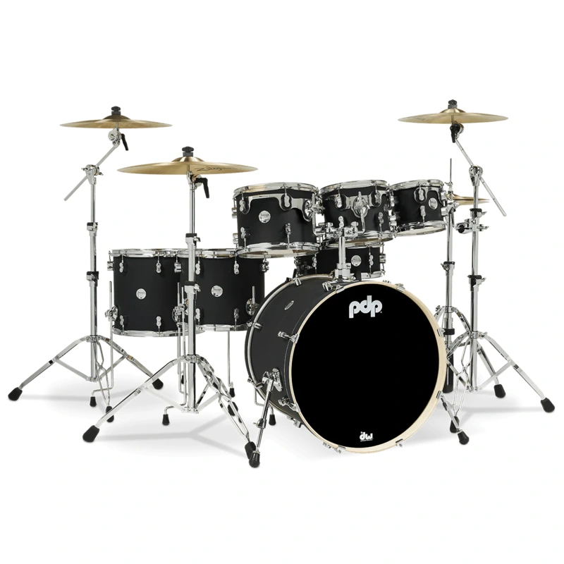 PDP Concept Maple 7-Piece Shell Pack w/ 8"/10"/12" Toms, 14"/16" Floor Toms, 22" Bass Drum & 14" Snare - Satin Black