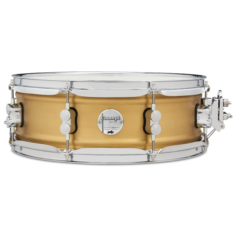 PDP Concept Series Snare Drum 5" x 14" Aluminum Snare Drum - Natural Satin Brushed Brass w/ Chrome Hardware