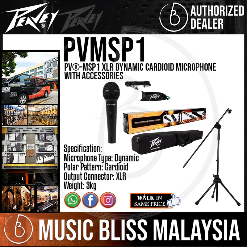 Peavey PV-MSP1 Complete Microphone with Stand Package & XLR Microphone Cable