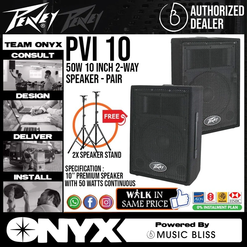 Peavey PVi 10 10" PA Speaker Cabinet with FREE Speaker Stands - Pair