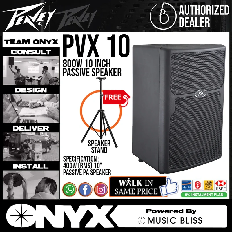 Peavey PVX 10 800W 10 inch Passive Speaker with FREE Speaker Stand