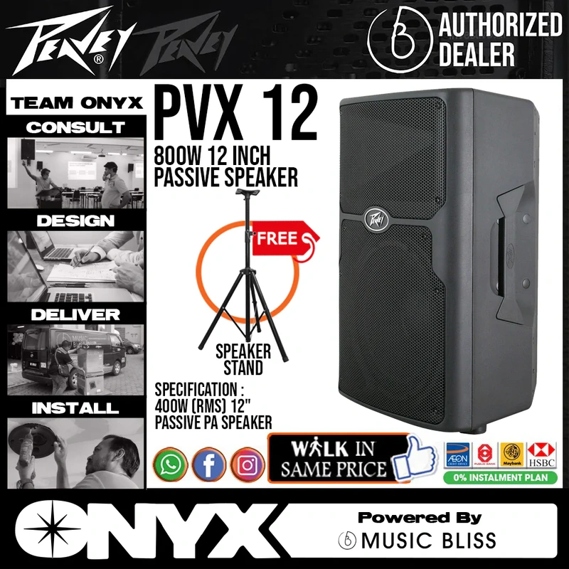 Peavey PVX 12 800W 12 inch Passive Speaker with FREE Speaker Stand