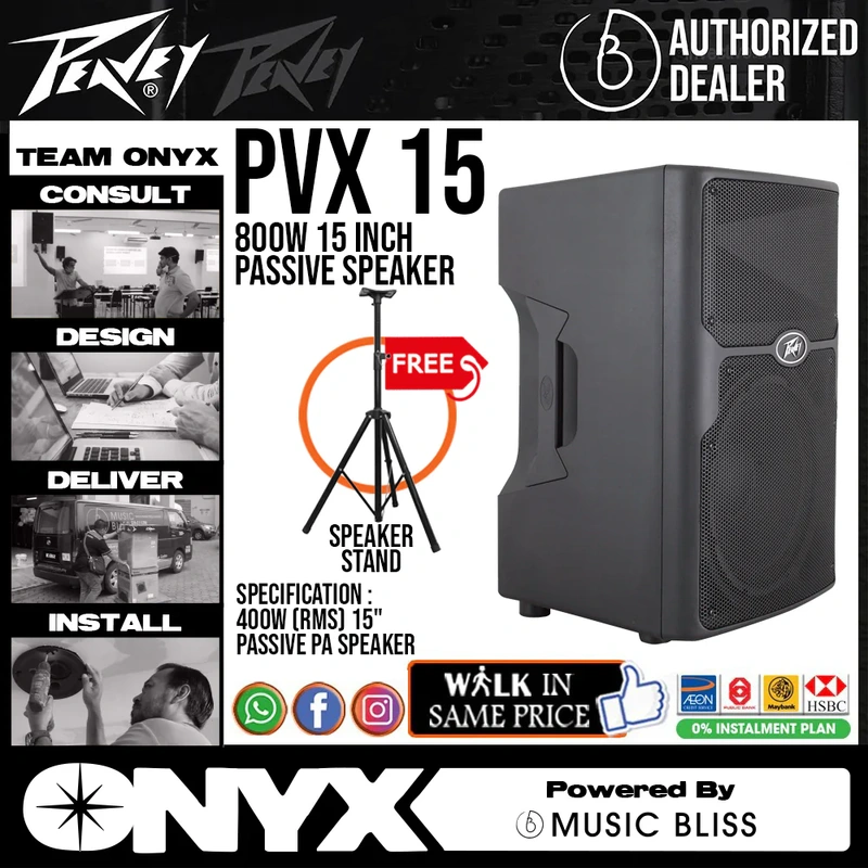 Peavey PVX 15 800W 15 inch Passive Speaker with FREE Speaker Stand
