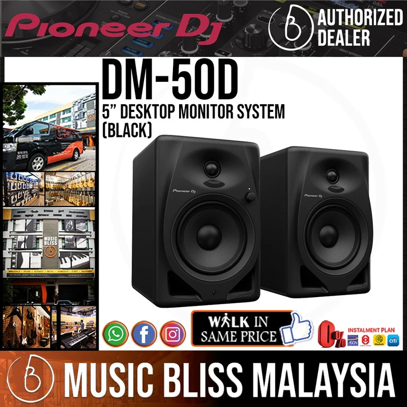 Pioneer DJ DM-50D 5-inch Active Monitor Speaker, Black - Pair