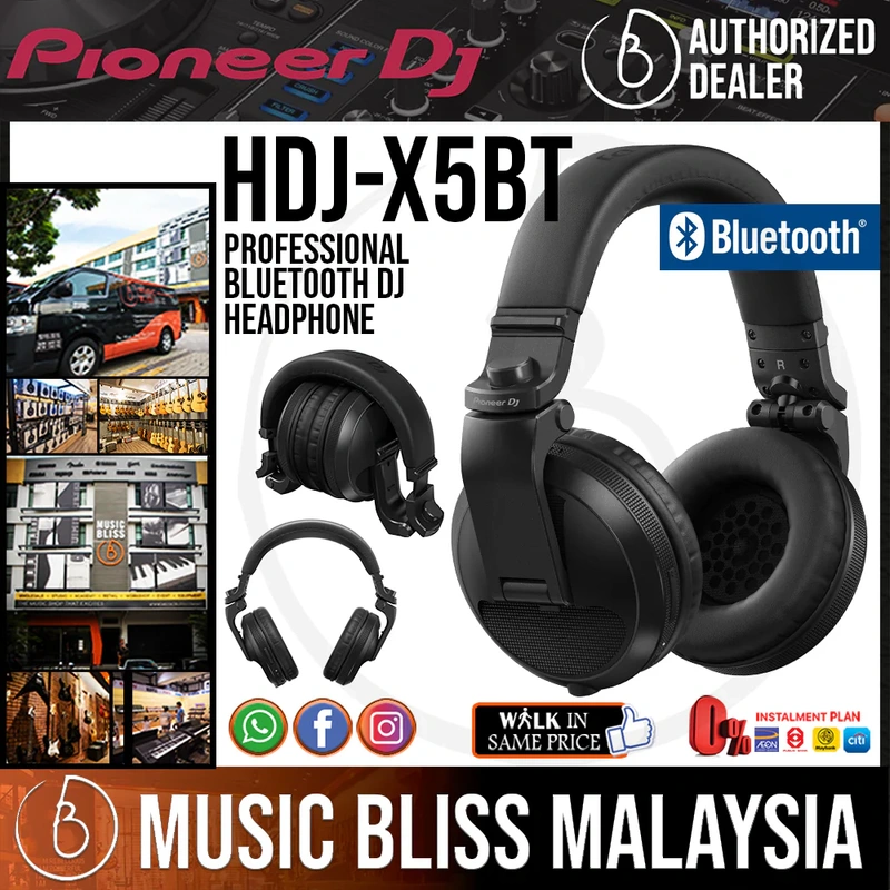 Pioneer DJ HDJ-X5BT Professional Bluetooth DJ Headphones - Black