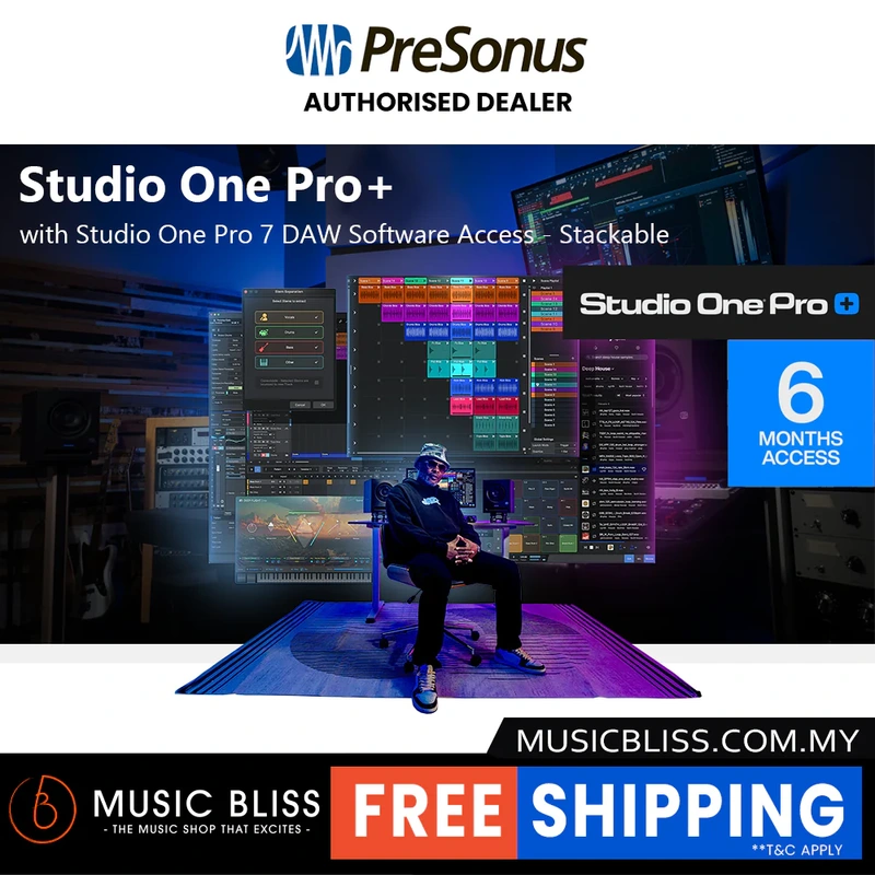 PreSonus 6 Months Studio One Pro+ with Studio One Pro 7 DAW Software Access - Stackable