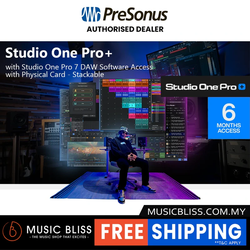 PreSonus 6 Months Studio One Pro+ with Studio One Pro 7 DAW Software Access with Physical Card - Stackable