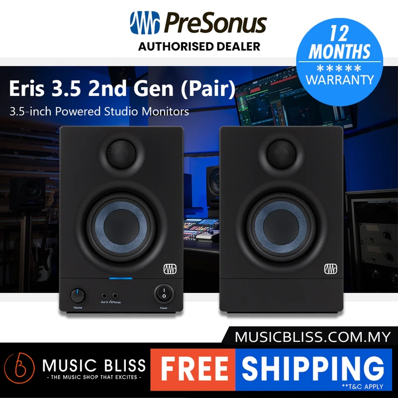PreSonus Eris 3.5 (2nd Genaration) 3.5-inch Powered Studio Monitors - Pair